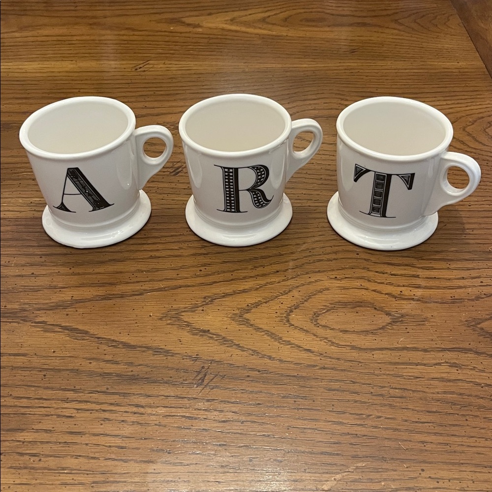 Anthropologie White Monogrammed Mugs Set